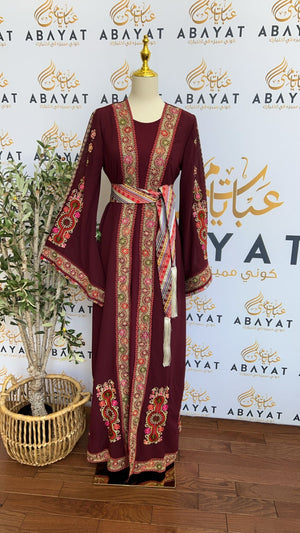 Burgundy Falahi Tatreez Dress