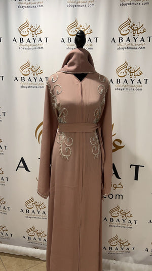 Elegant Pink and Silver Abaya