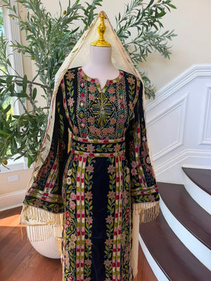 Green Embroidery Stone Elegance Thobe