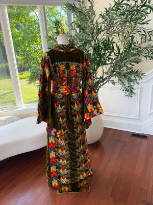 Olive Green Beaded Stone Thobe