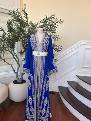 Royal Blue White Detail Kuftan
