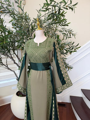 Olive Heritage Embroidery Tatreez Thobe