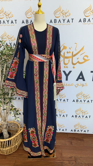 Navy Blue Falahi Tatreez Dress