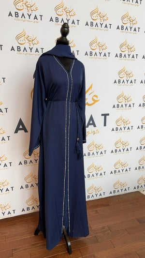 Elegant Blue Beaded Abaya