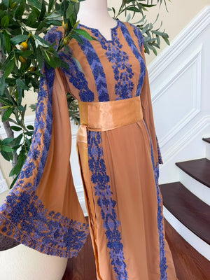 Peach Royale Blue Beaded Thobe