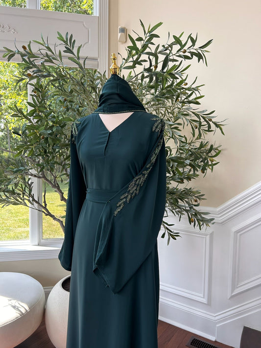 Green Sleeve Charm Abaya