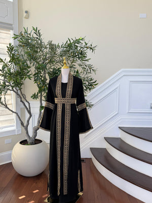 Black Two Piece Embroidered Thobe