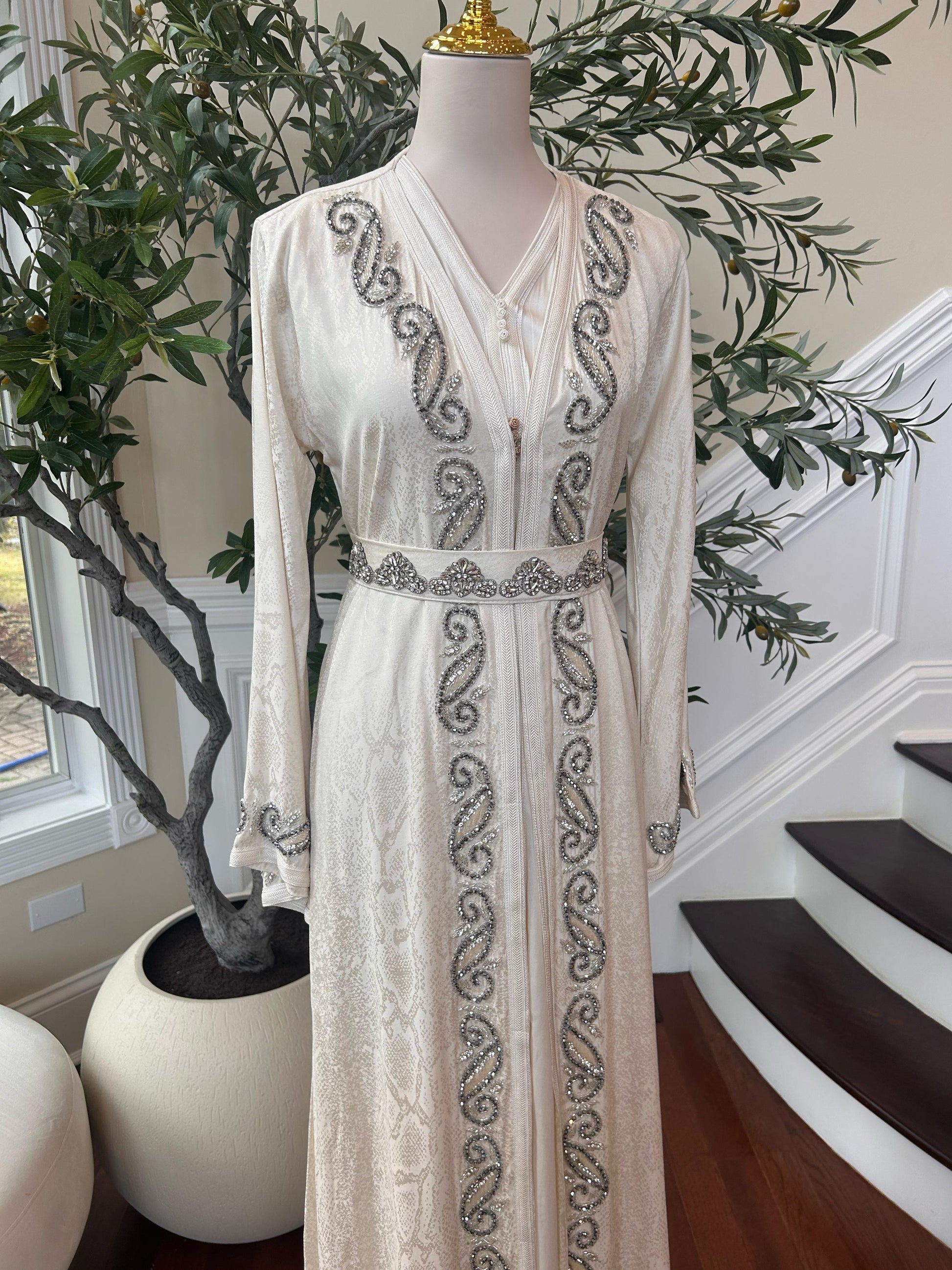 White Royale Beaded Kuftan