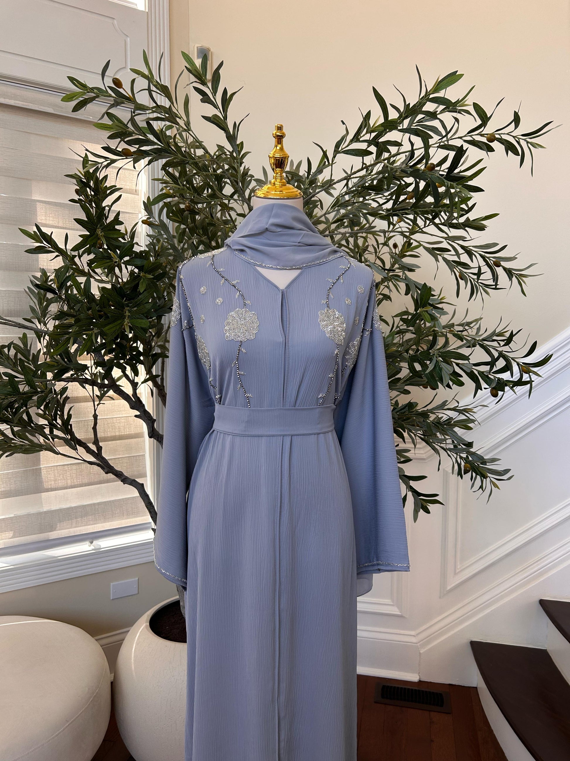 Baby Blue Charm Abaya