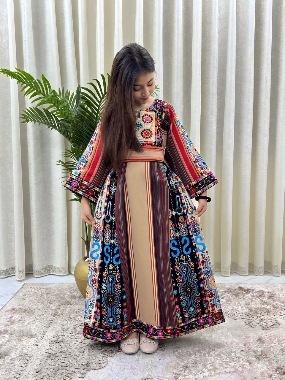 Cream Majdalawi Tatreez Embroidered Kids Thobe Thobe
