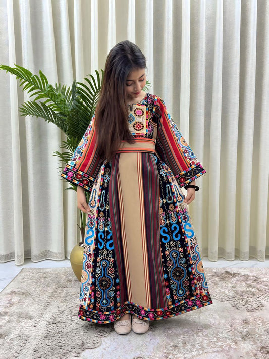 Cream Majdalawi Tatreez Embroidered Kids Thobe Thobe