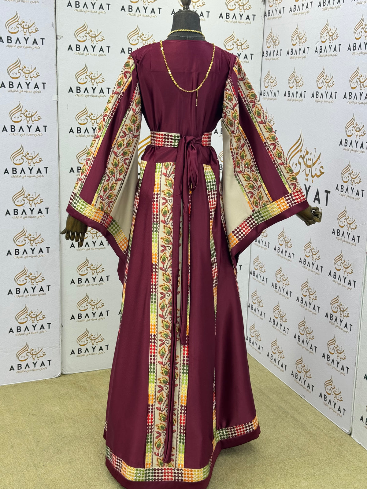Burgundy Heritage Palestinian Thobe