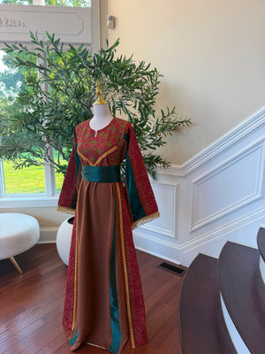 Brown Embroidery Elegance Tatreez Thobe