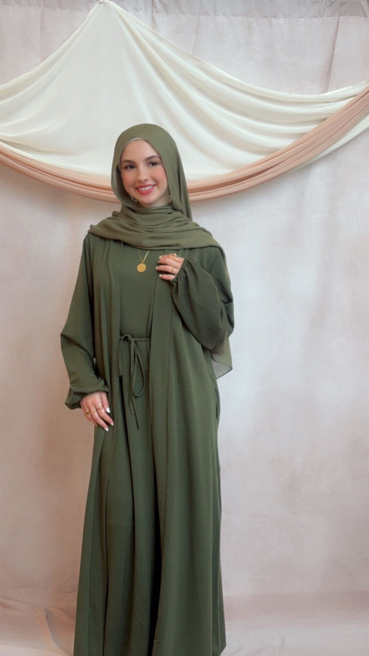 Green Two Piece Abaya Set