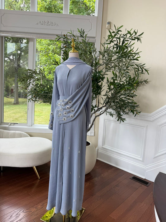 Baby Blue Sleeve Charm Abaya