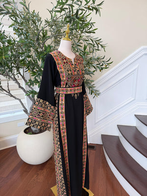 Black Embroidery Tatreez Beige Thobe