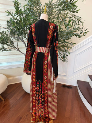 Black Embroidery Tatreez Red Thobe