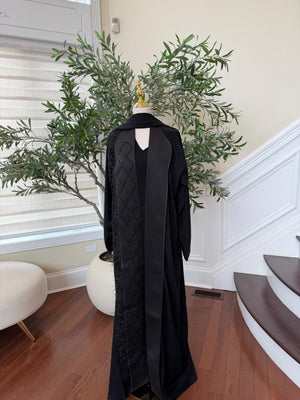 Black Designed Crystal Abaya