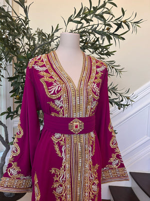 Hot Pink Golden Detail Kuftan