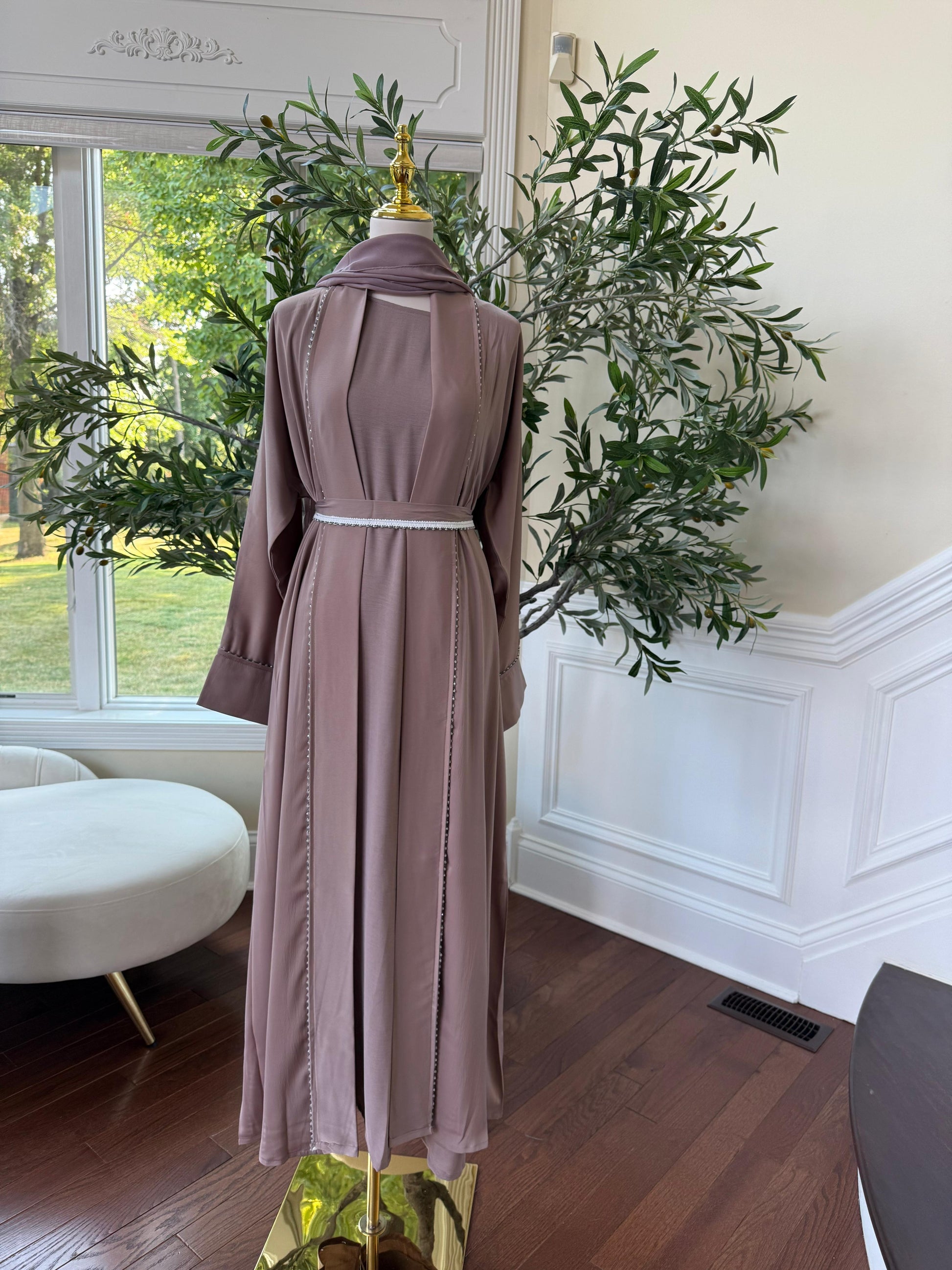 Light Muave Cardigan Abaya
