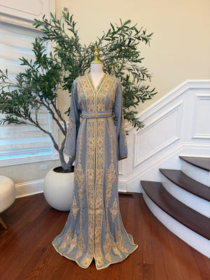 Sage Green Embroidery Beaded Kuftan