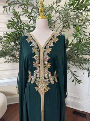 Emerald Butterfly Royale Beaded Abaya