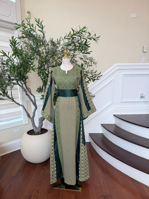 Olive Heritage Embroidery Tatreez Thobe