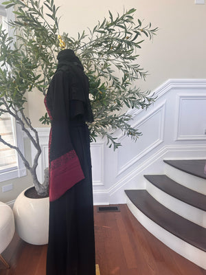 Burgundy Black Elegance Abaya