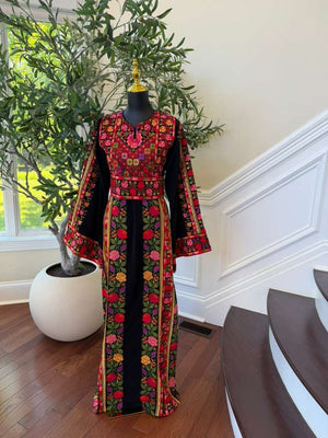 Black Embroidery Tatreez Sabal Kharaz Thobe