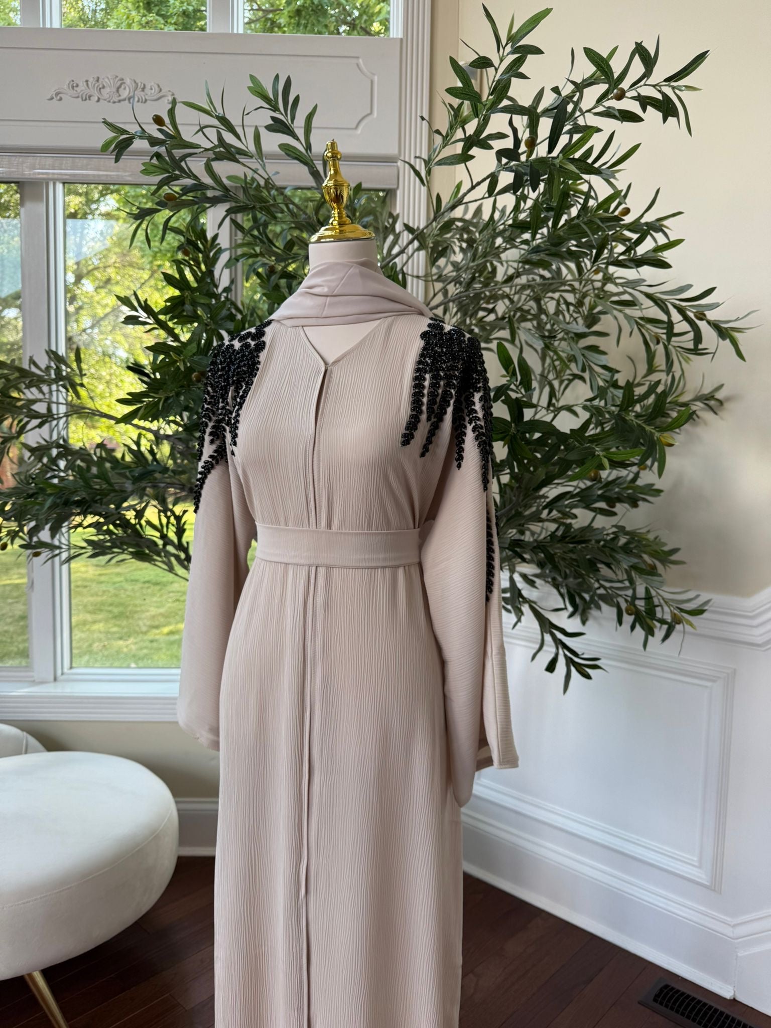 Cream Stone Abaya