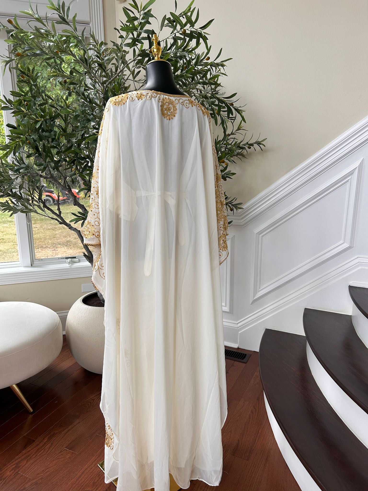 Golden White Royal Elegance Kuftan Dress