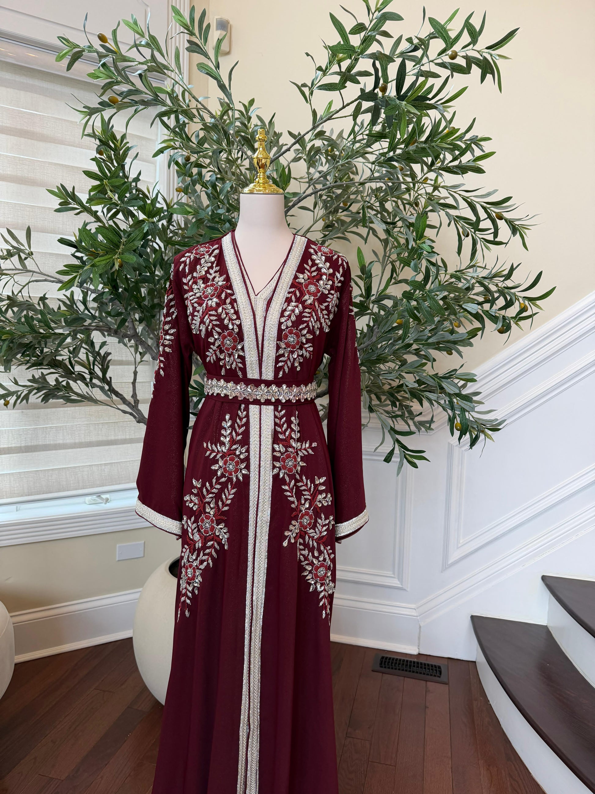 Red Royale Rose Beaded Kuftan