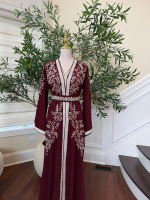 Red Royale Rose Beaded Kuftan