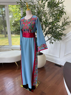 Blue Embroidery Tatreez Thobe