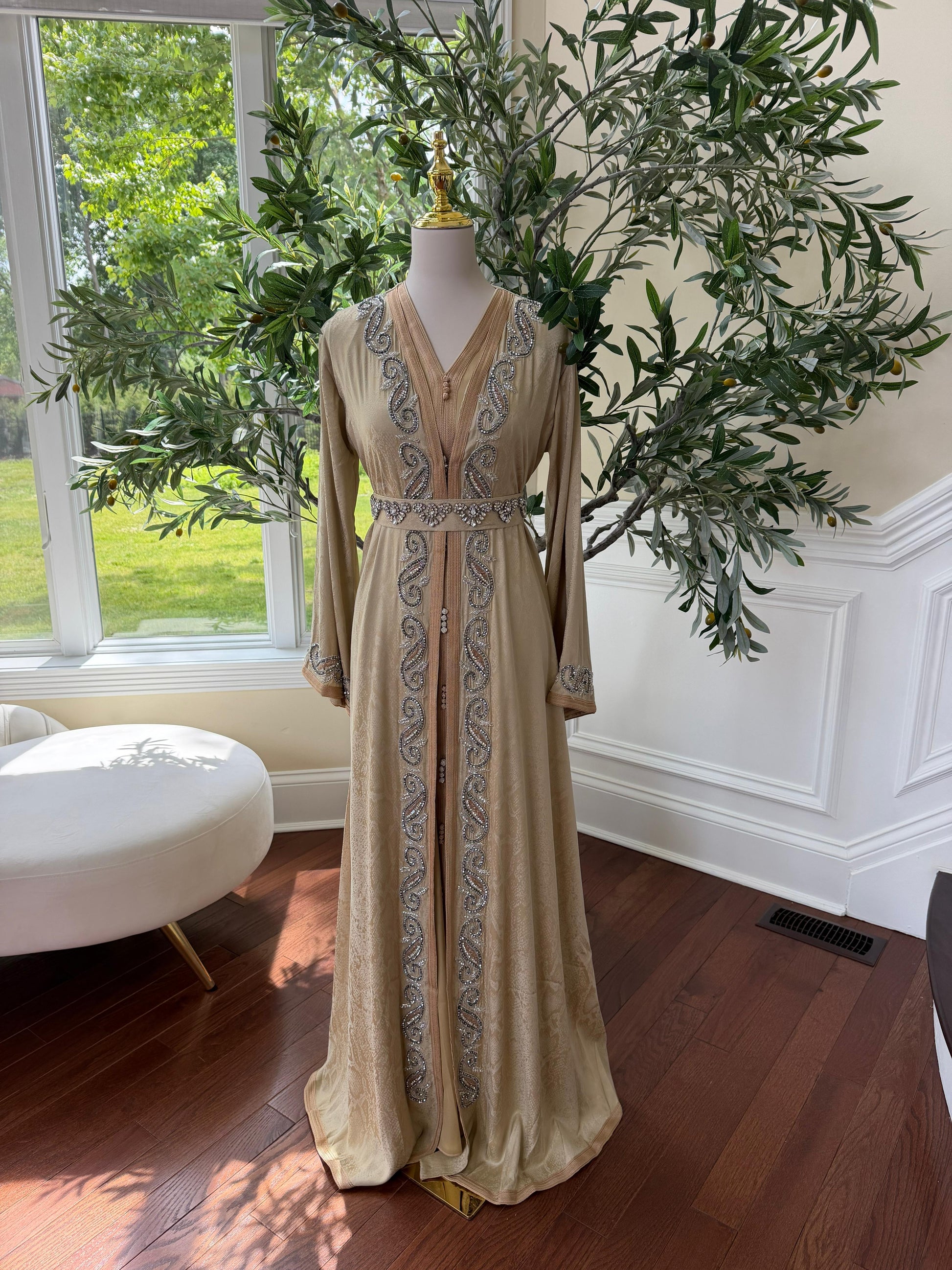 Yellow Beaded Elegance Kuftan