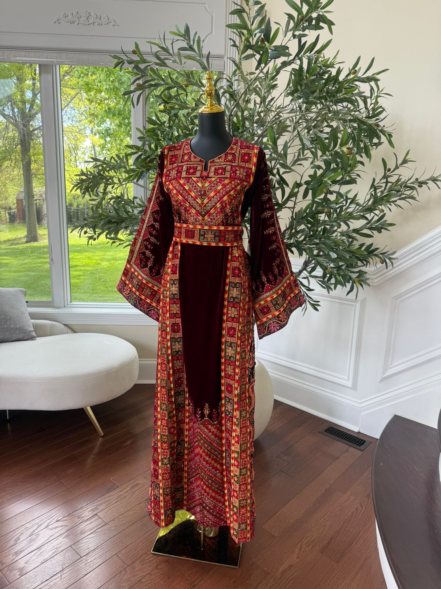 Velvet Tatreez Burgundy Thobe/A
