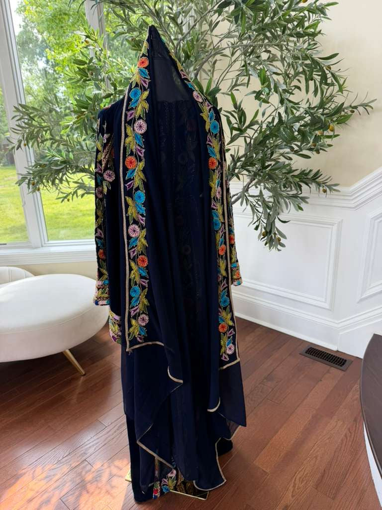 Black Beaded Stone Embroidered Thobe