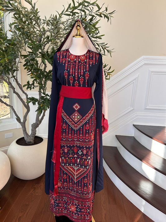 Blue Embroidery Tatreez Red Thobe
