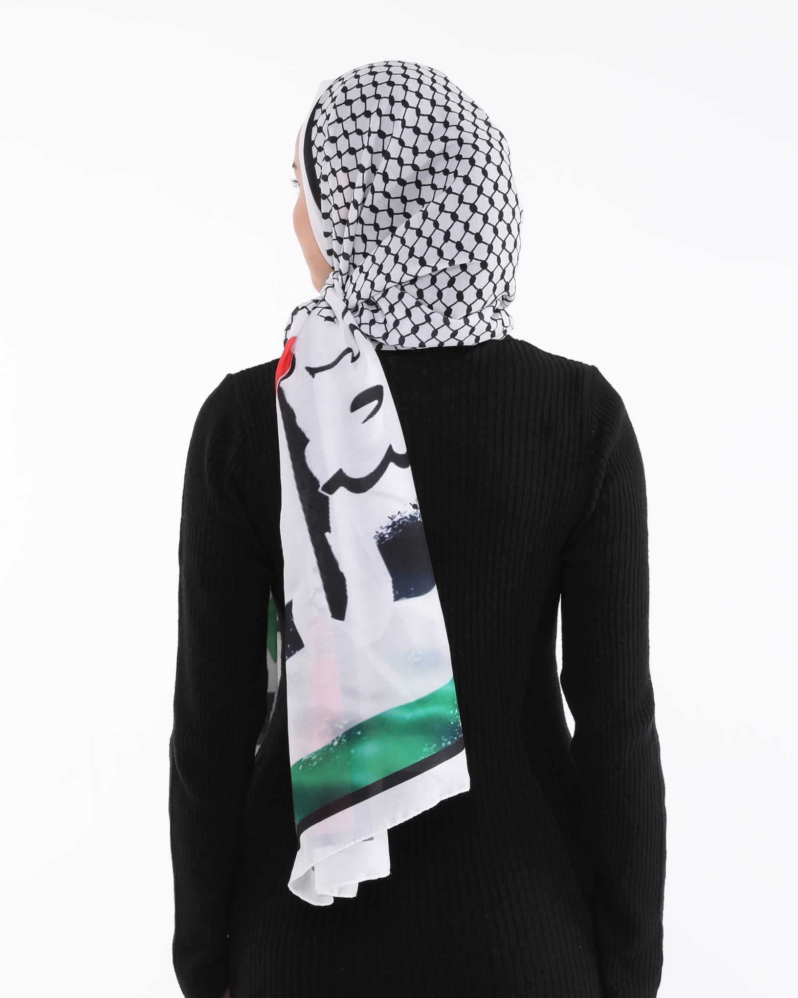 Palestinian flag kufya hijab-scarf cotton flex fabric #525