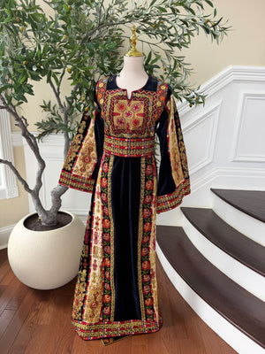 Navy Blue Embroidery Tatreez Thobe