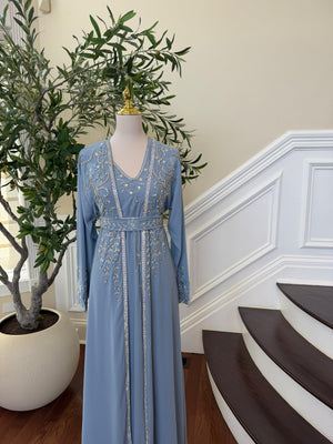 Baby Blue Beaded Two Piece Kuftan