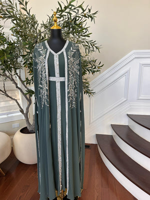 Emerald Green Royale Stone Beaded Kuftan