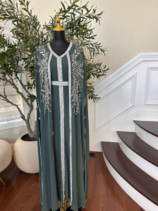 Emerald Green Royale Stone Beaded Kuftan