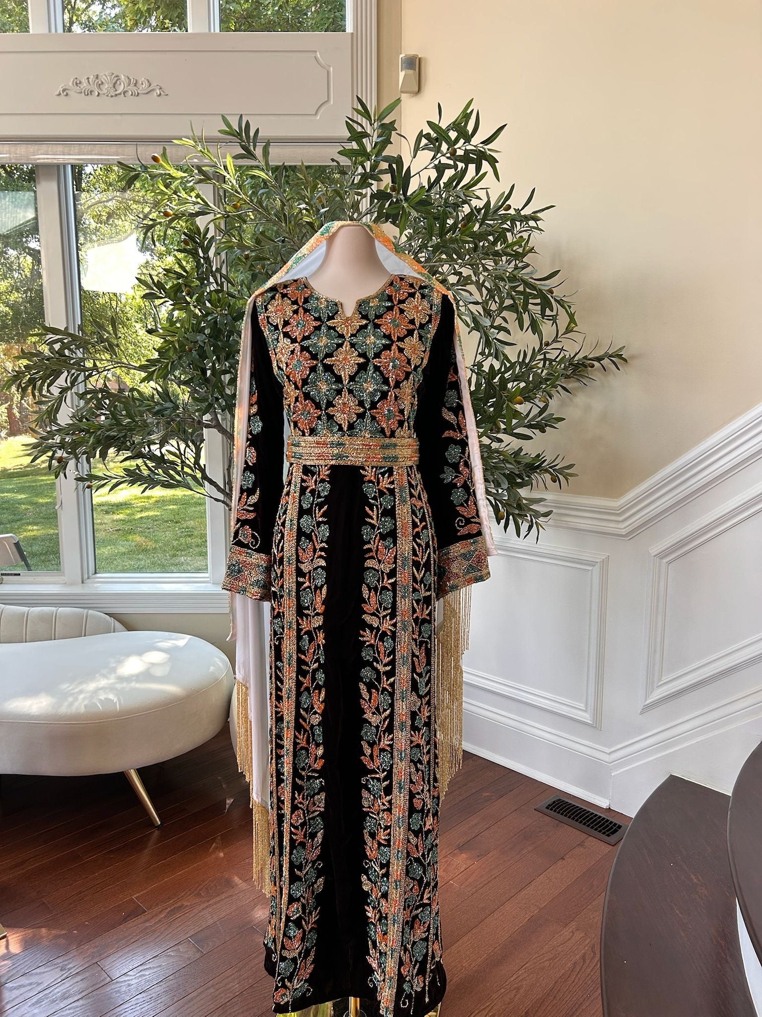 Brown Velvet Stone Thobe