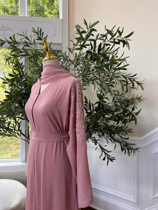 Pink Floral Design Abaya