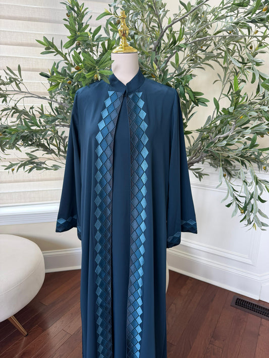 Turquoise Devine Two Piece Cardigan Abaya