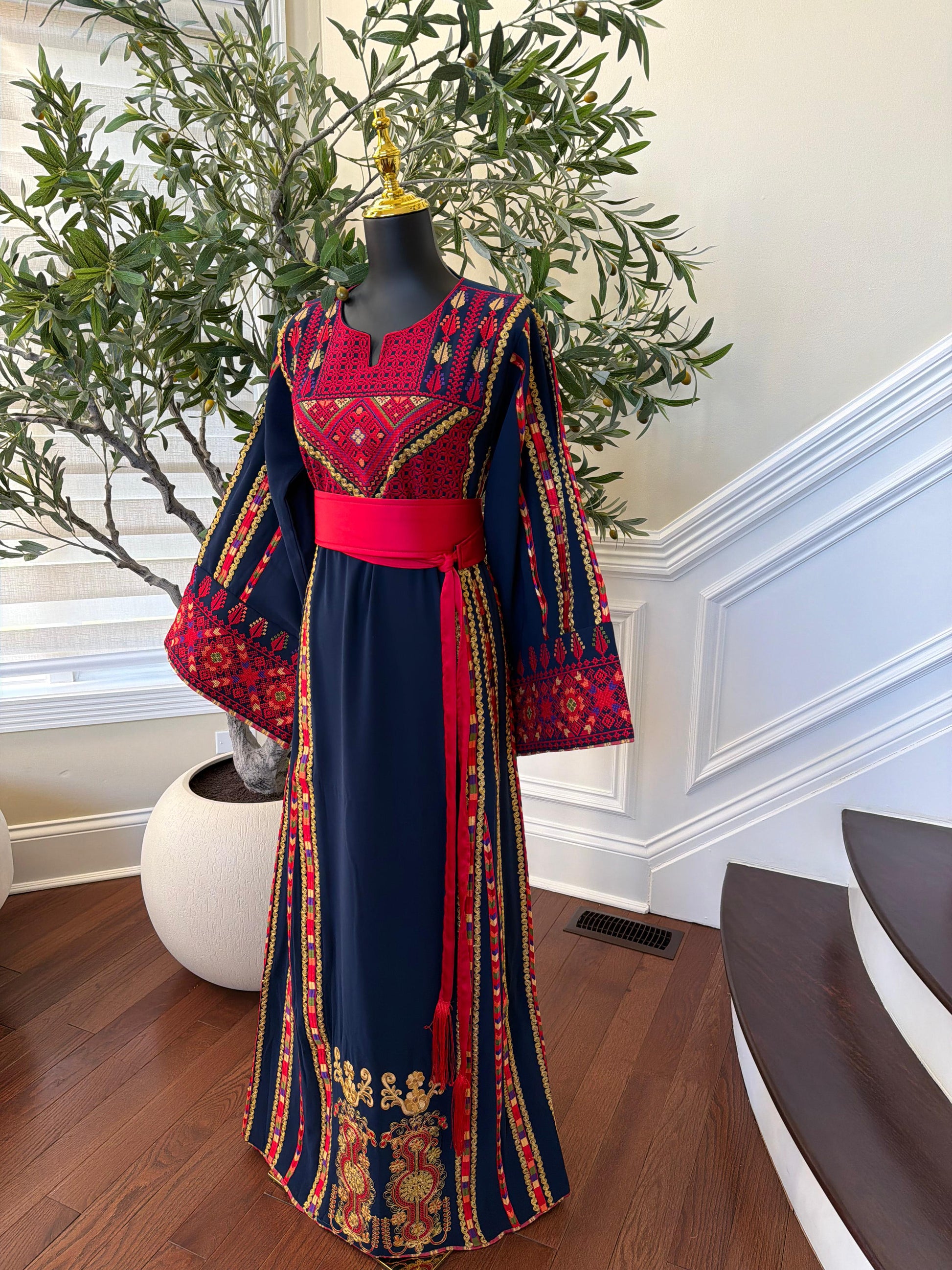 Blue Embroidery Tatreez Traditional Thobe