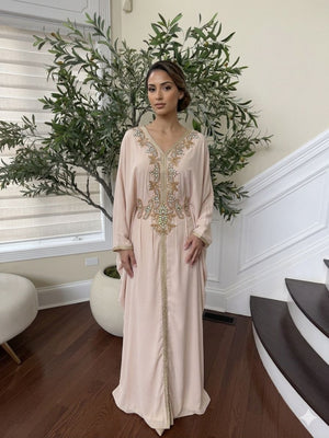 Cream Tatreez Elegance Beaded Butterfly Abaya