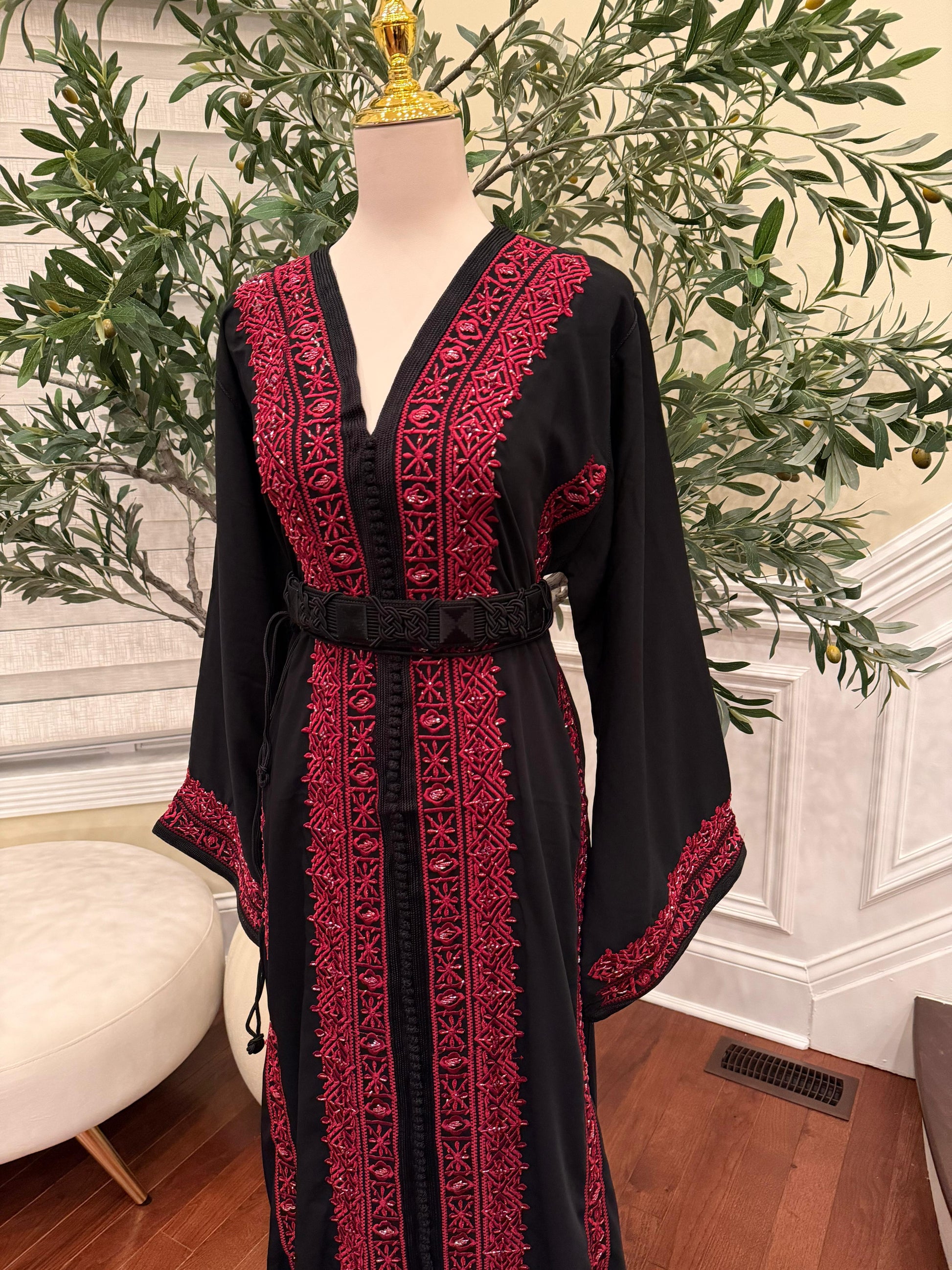 Black Embellished Rose Royale Kuftan