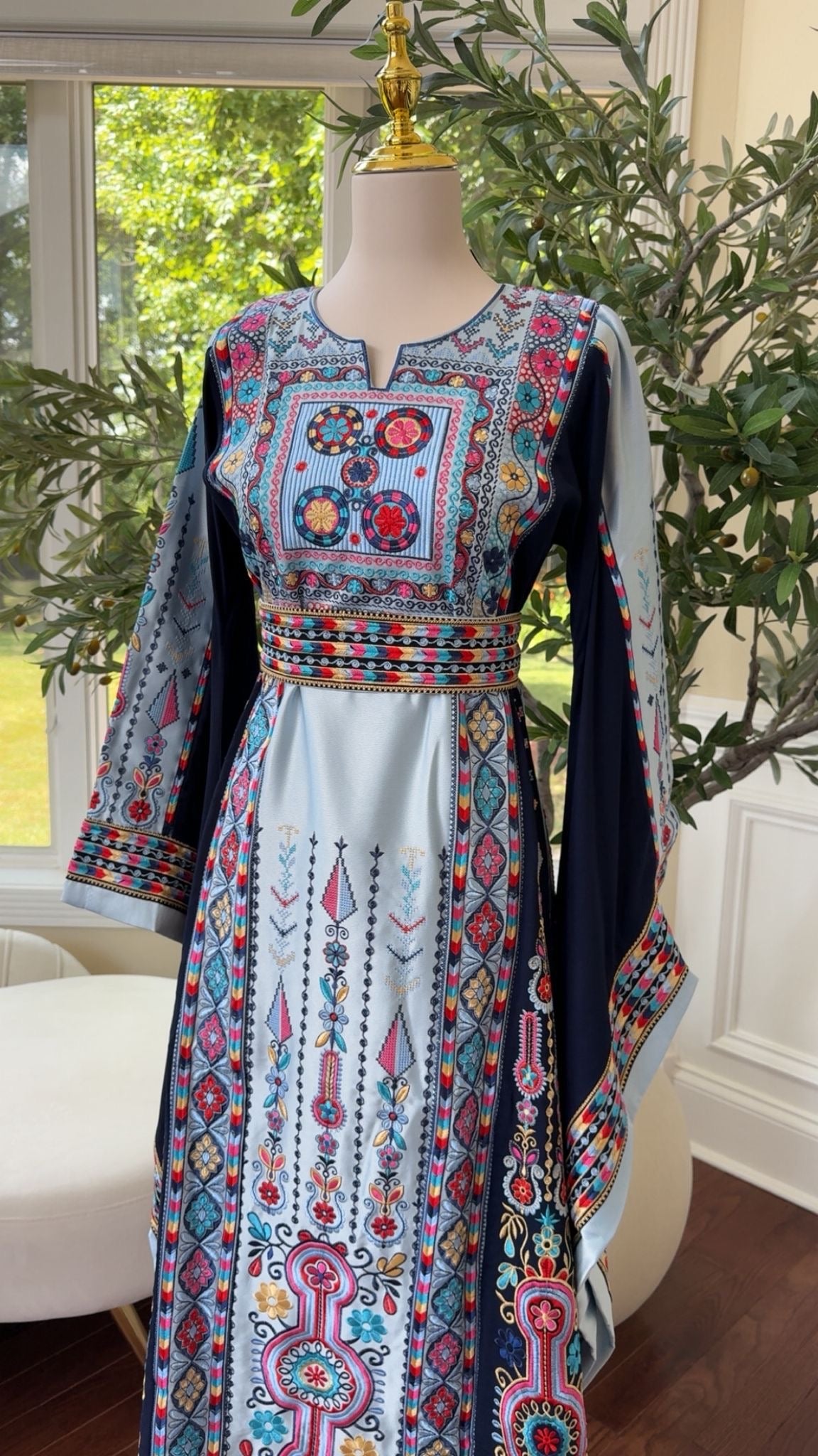 Blue Embroidery Tatreez Thobe/A